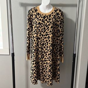 LOFT Leopard Print Sweater Dress Size XL